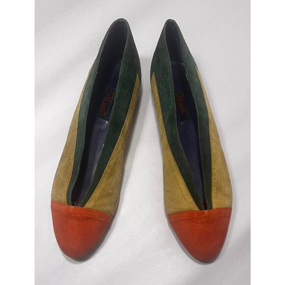 Nine West Flats & Oxfords Vintage Shoes for Women for sale  Vintage 80s Nine West Colorblock Flats Shoes Women\'s 8.5 Leather Insole Outsole